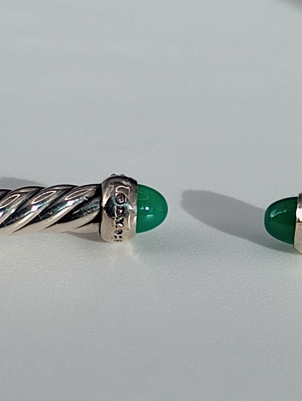 David Yurman Cable Flex Sterling Silver with Diamonds and Green Onyx 4mm - Picture 3 of 6